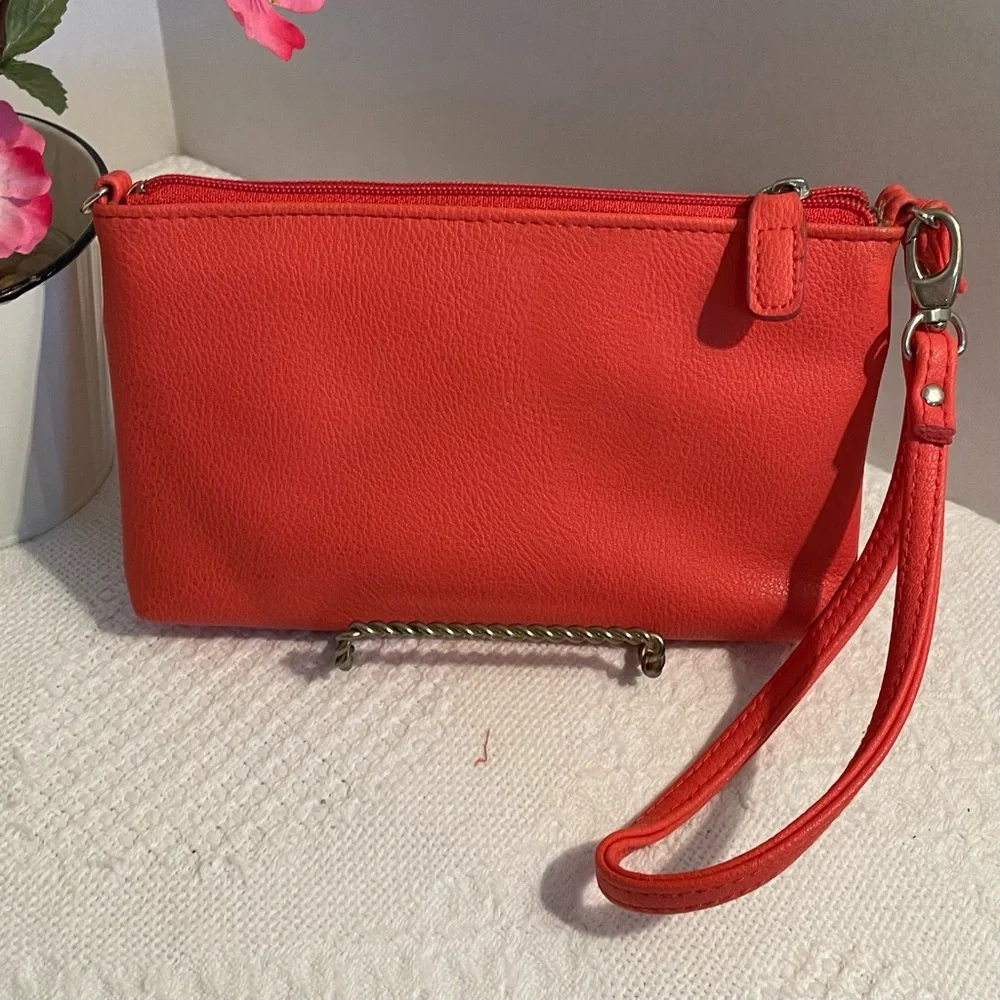 Nicole Miller Vibrant Coral Wristlet~ Ideal for on the go‎ ~
